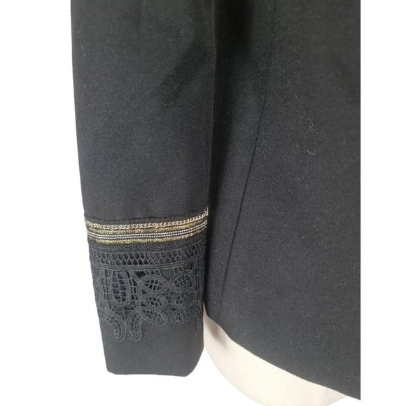 ROMEO + JULIET Women One Button Up Blazer Size M  Black Gold Embordered A18P - Picture 5 of 8